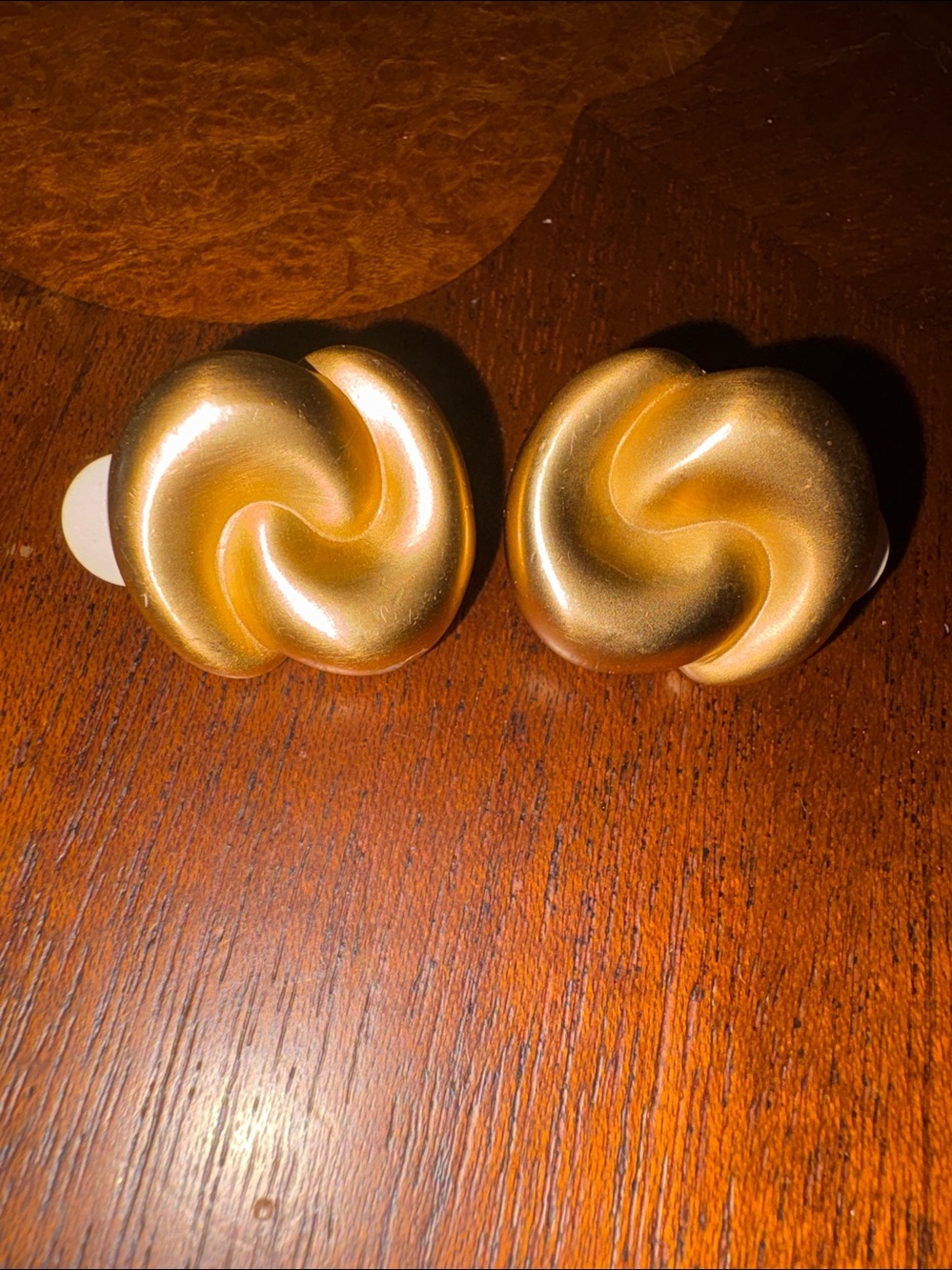 Ralph Lauren  Vintage Swirl Clip-On Earrings  Brushed Goldtone Approx .75 x .75”